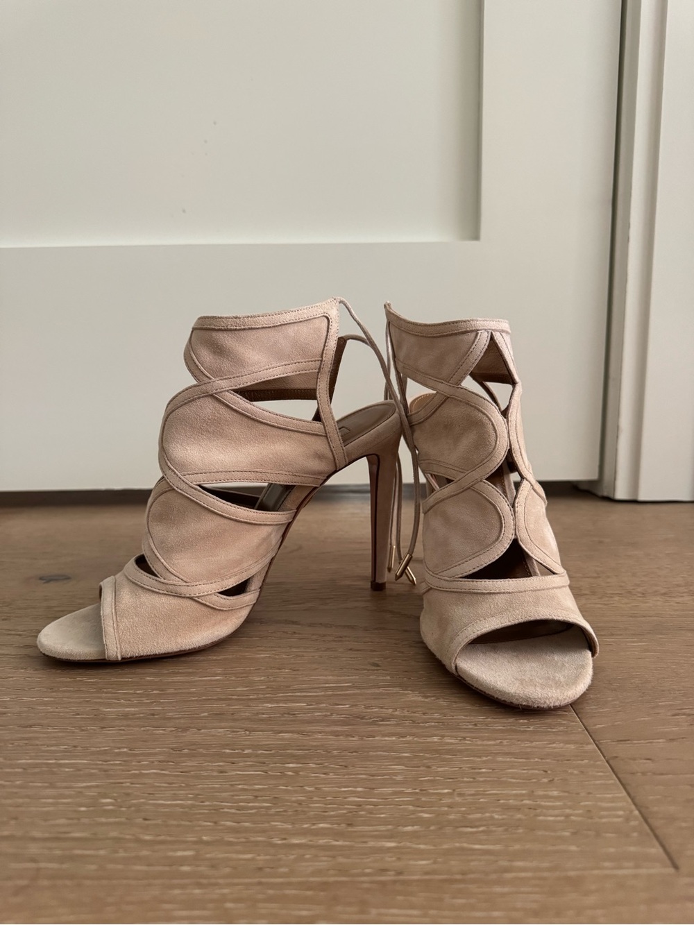 NWOT Aquazzura Women's Cutout Suede High-Heel Sandals